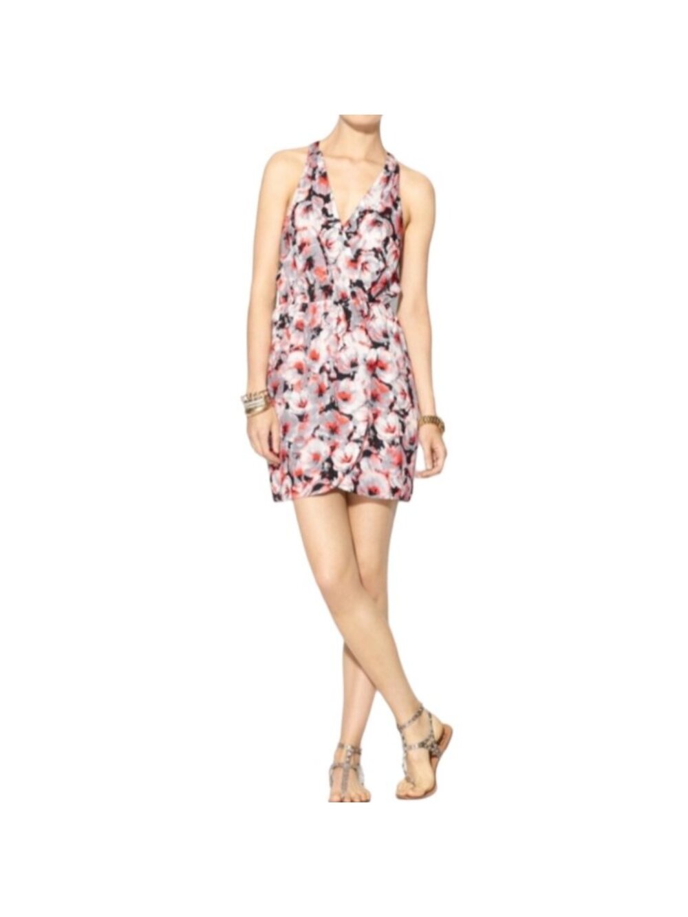 Parker NWT $264 Women's Winnie Tango Floral Print V-Neck Silk Dress, Size L